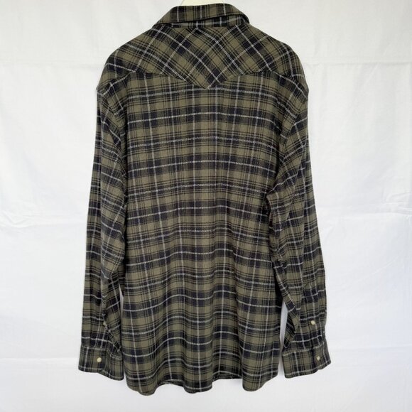 Windriver Green Flannel Western Plaid Snap Button Shirt - Picture 2 of 5